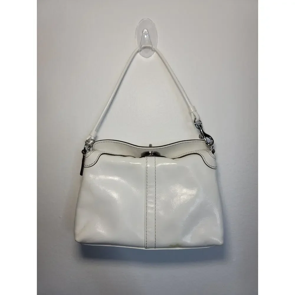 Coach Turnlock Wristlet Patent Leather White